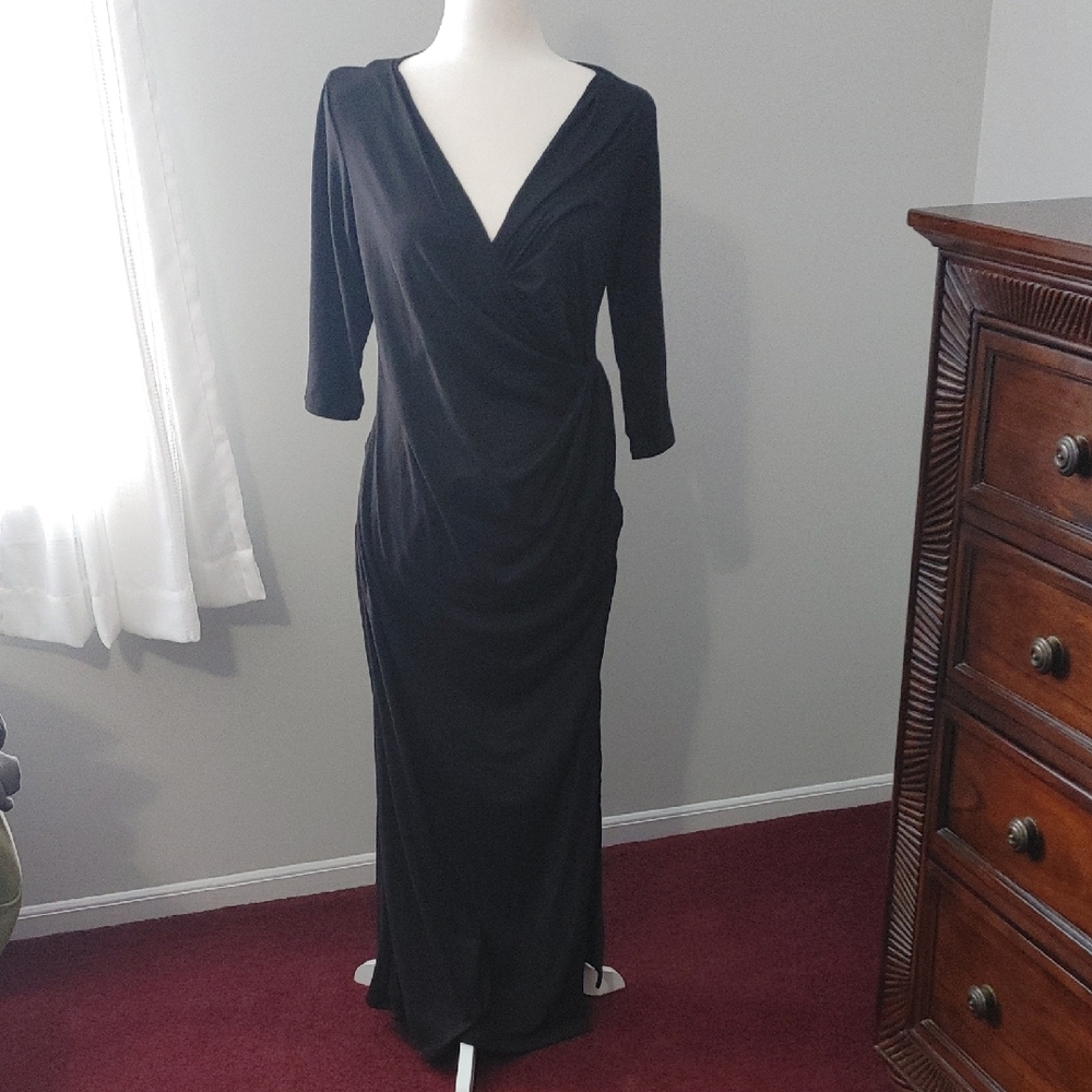 24seven Soft Black Maxi Dress 3/4 Sleeve
